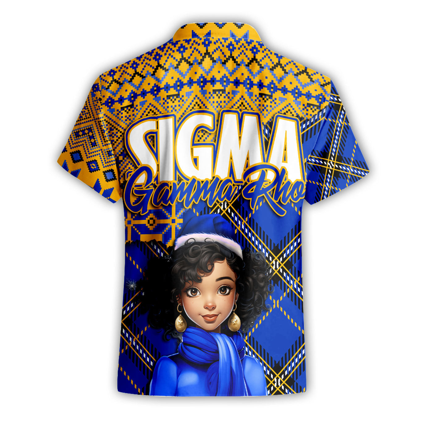 Sorority Shirt - Christmas Sigma Gamma Rho Girl Short Sleeve Shirt Plaid Background Style