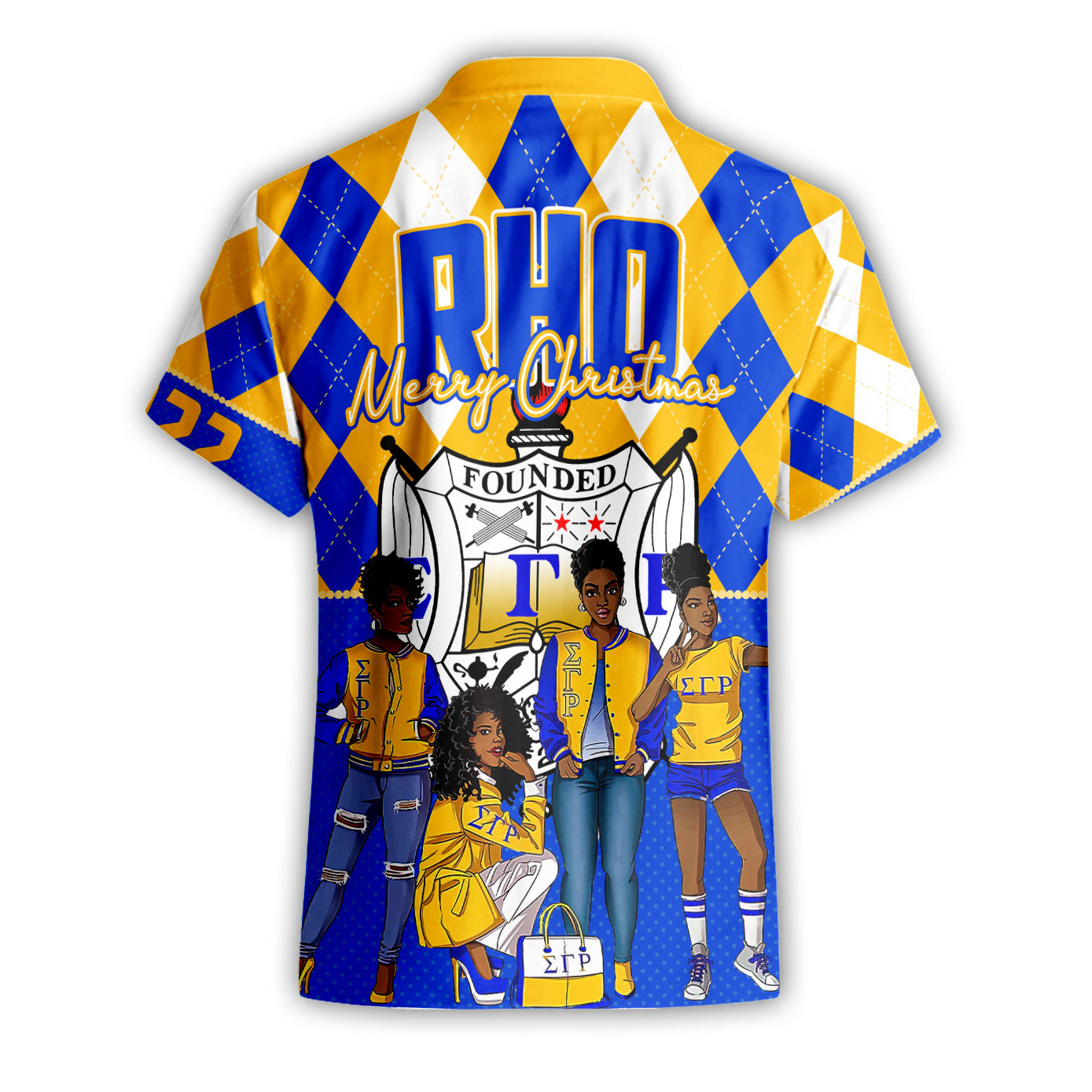 Sorority Shirt - Christmas Sigma Gamma Rho Girl Short Sleeve Shirt Rhombus Pattern Style