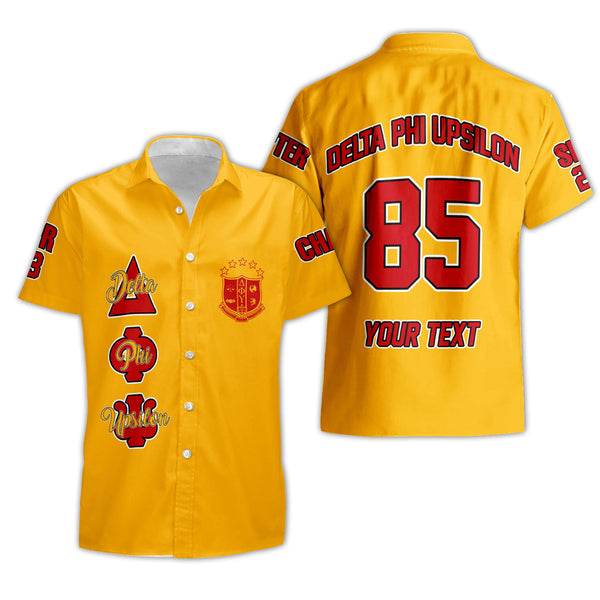 Fraternity Shirt - Personalized Delta Phi Upsilon Short Sleeve Shirt Original Yellow Style