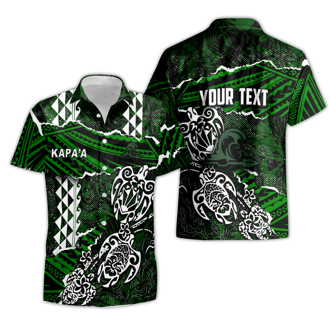 Hawaii Kapaa High School Custom Short Sleeve Shirt Polynesian Turtle Style