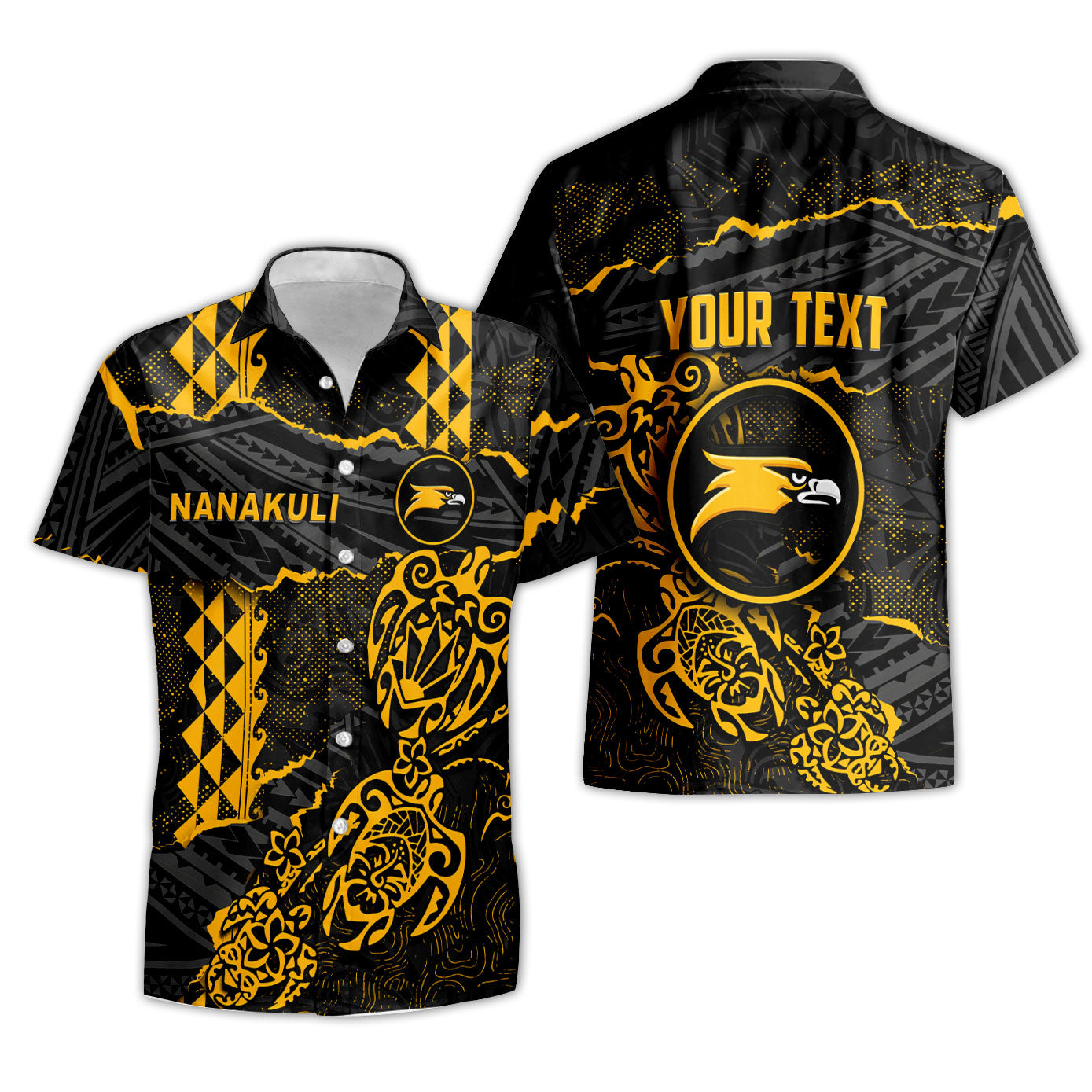 Hawaii Nanakuli High School Custom Short Sleeve Shirt Polynesian Turtle Style