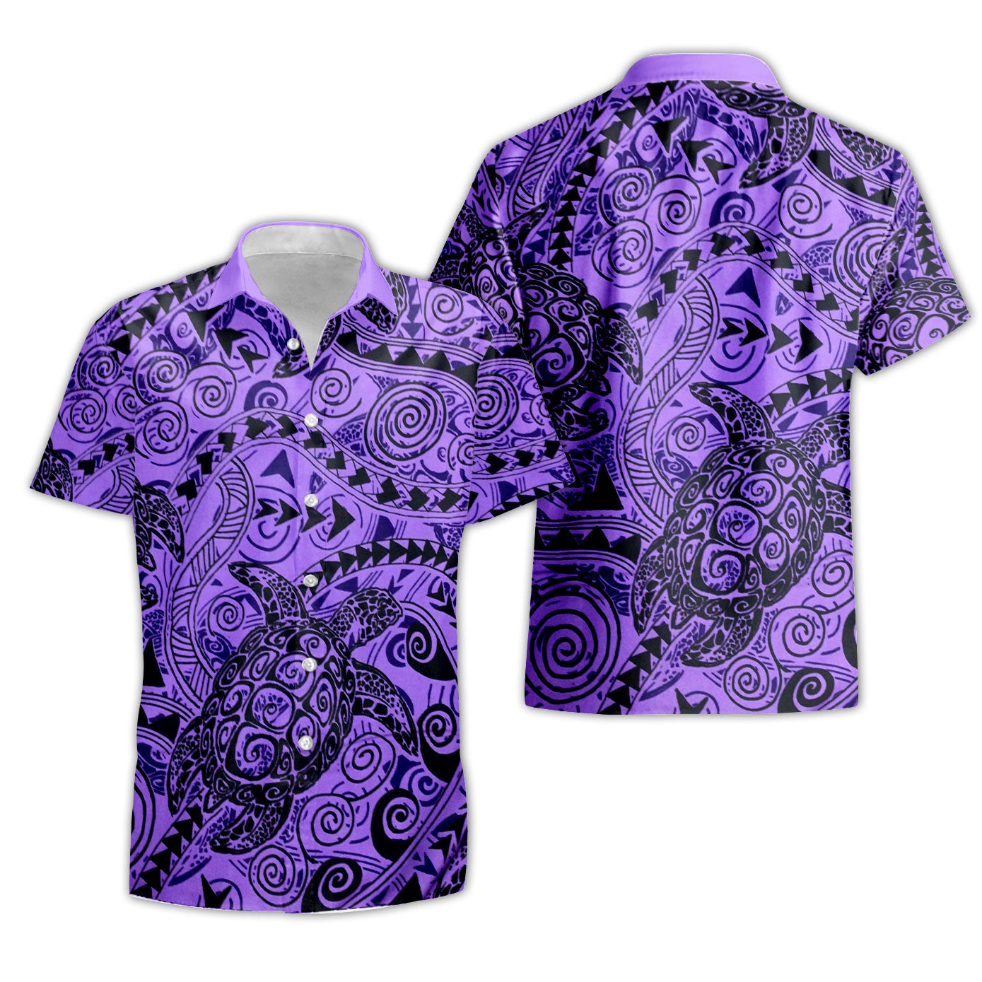 Hawaii Polynesian Turtle Short Sleeve Shirt Purple Style