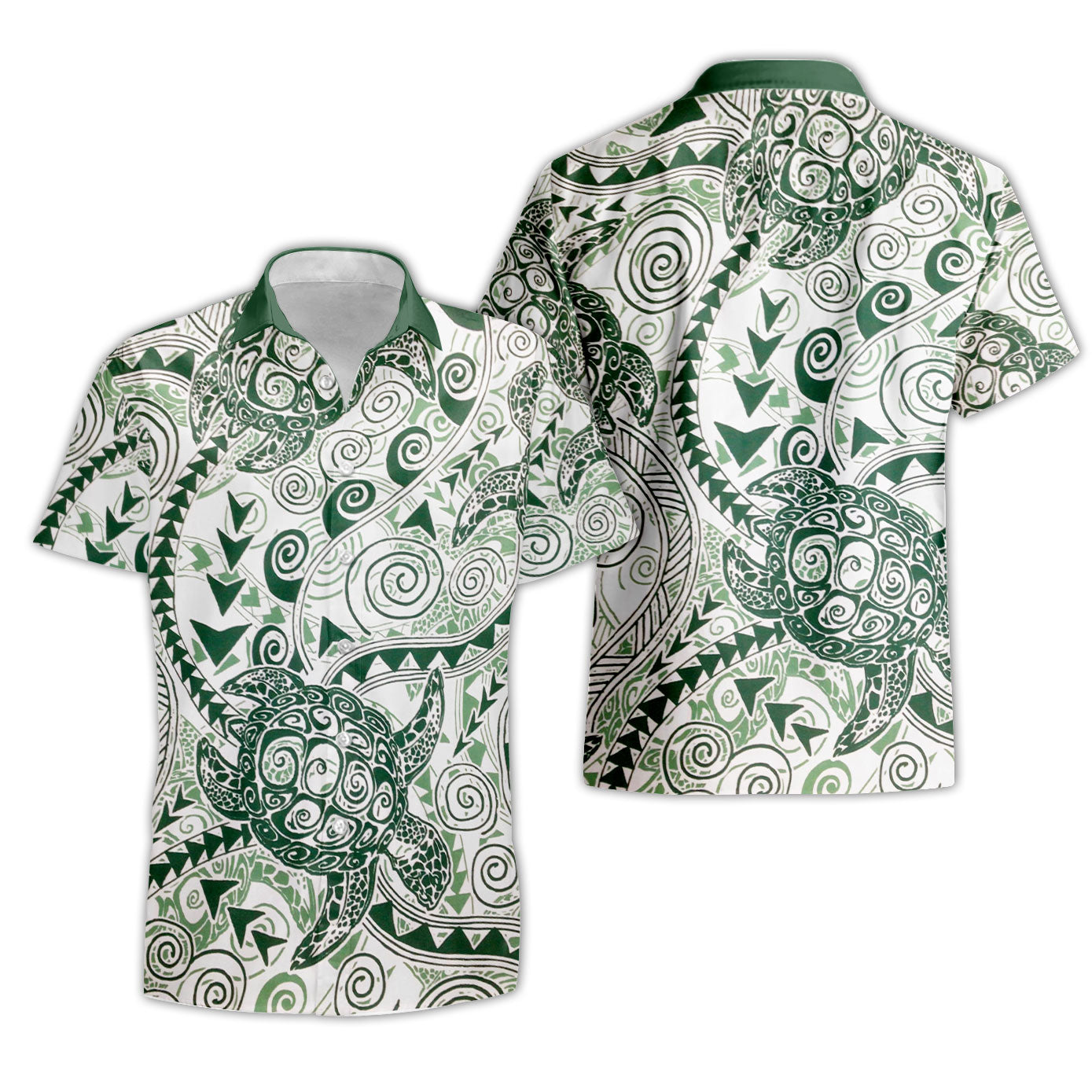 Hawaii Polynesian Turtle Short Sleeve Shirt Green Style