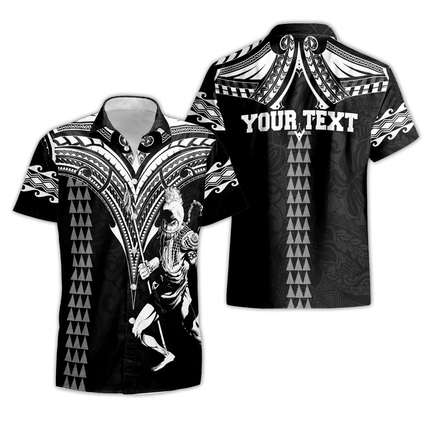 Custom Hawaii Ikaika Warrior Short Sleeve Shirt Polynesian Tattoo Style