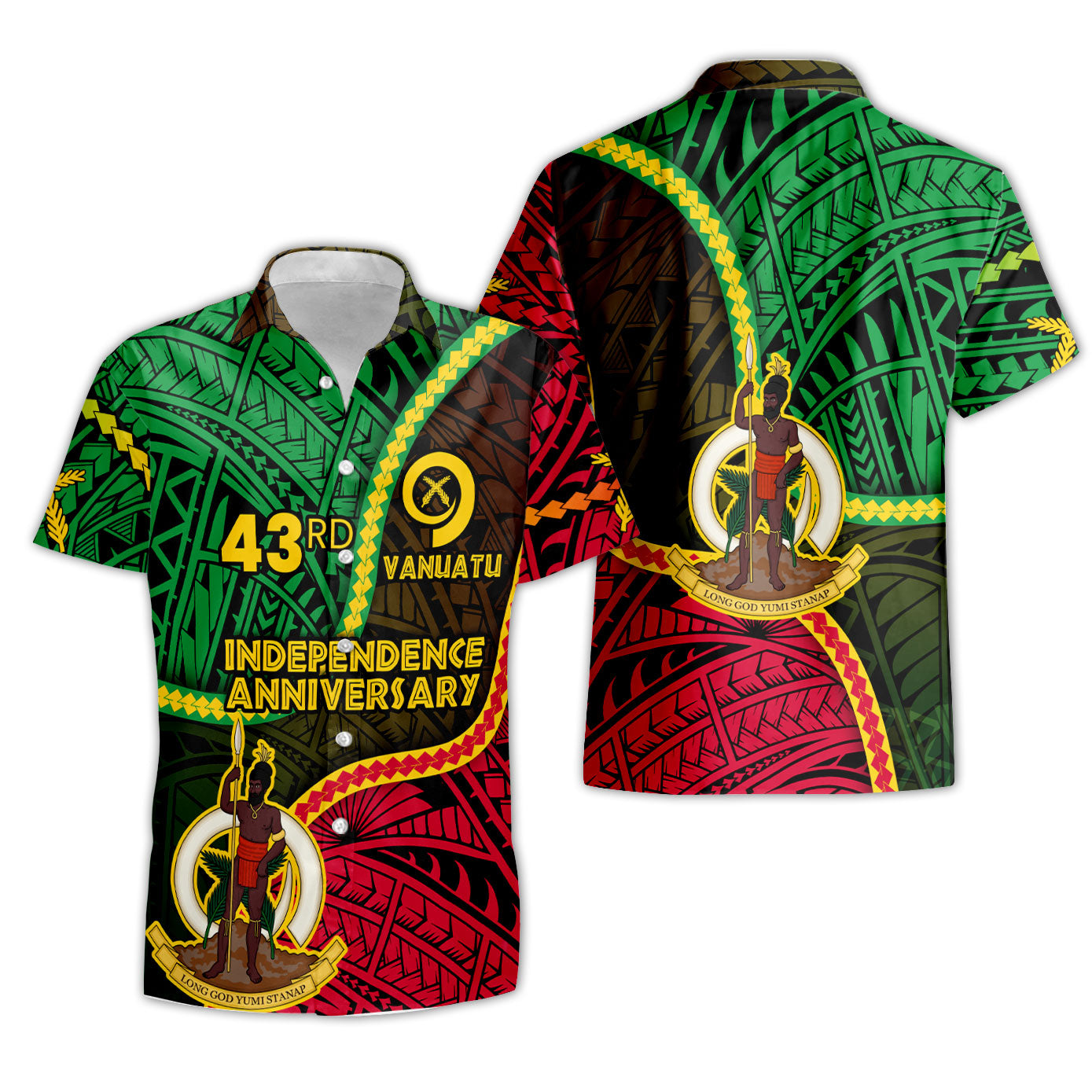 Vanuatu Short Sleeve Shirt Independence Day 43rd Anniversary Style