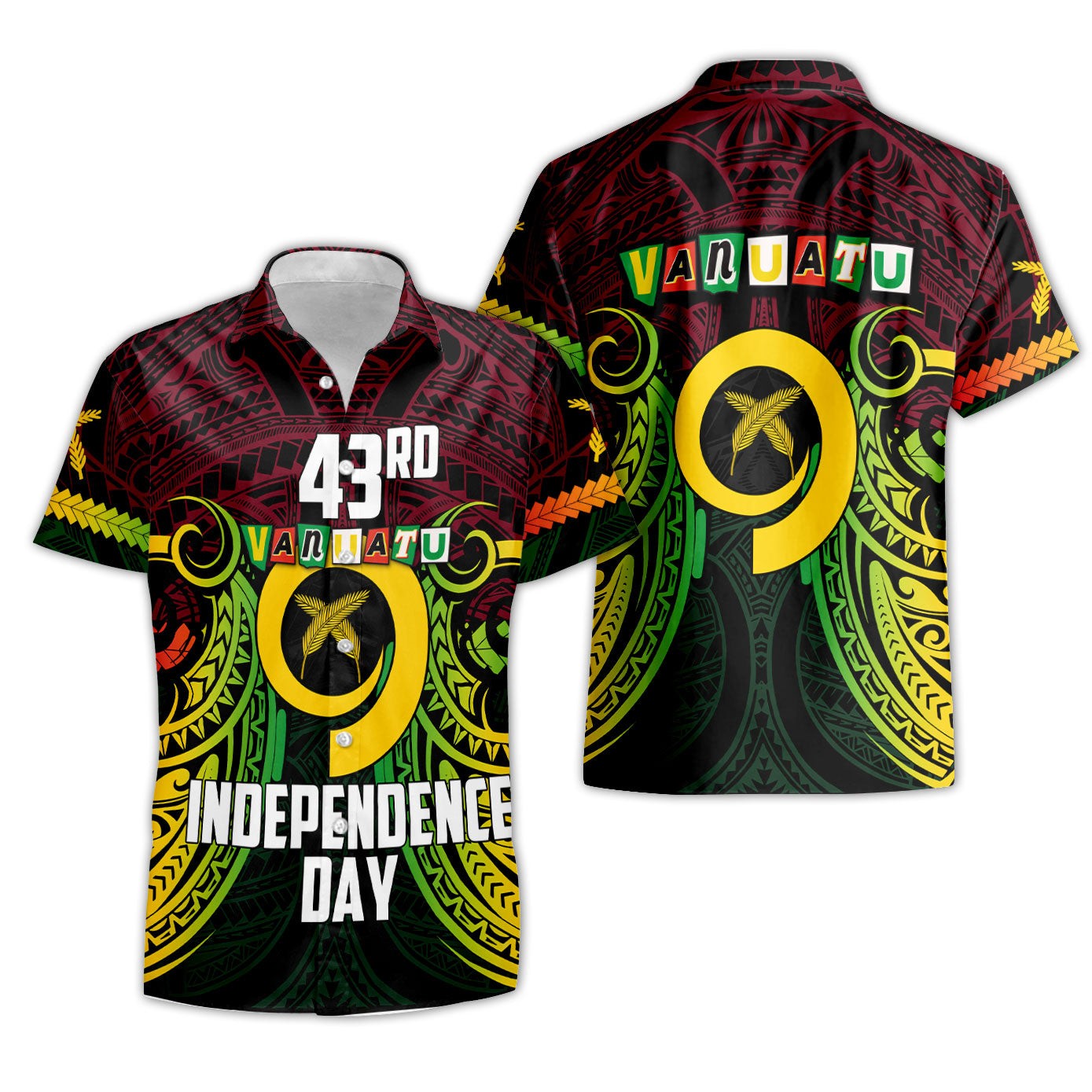 Vanuatu Short Sleeve Shirt Independence Day 43rd Anniversary Style 2