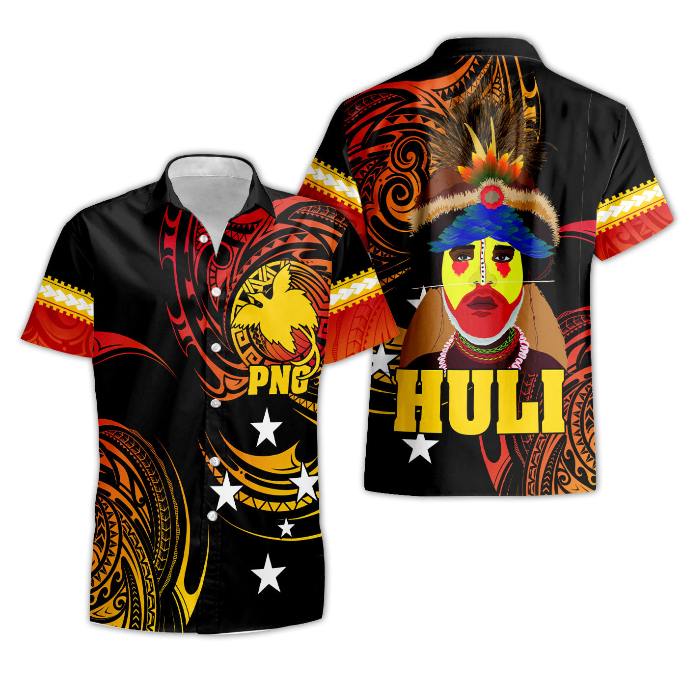 Papua New Guinea Short Sleeve Shirt Huli Wigmen Style