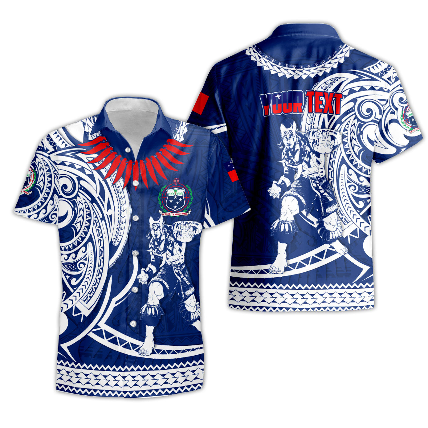 Custom Samoa Short Sleeve Shirt Warrior Ula Nifo Style