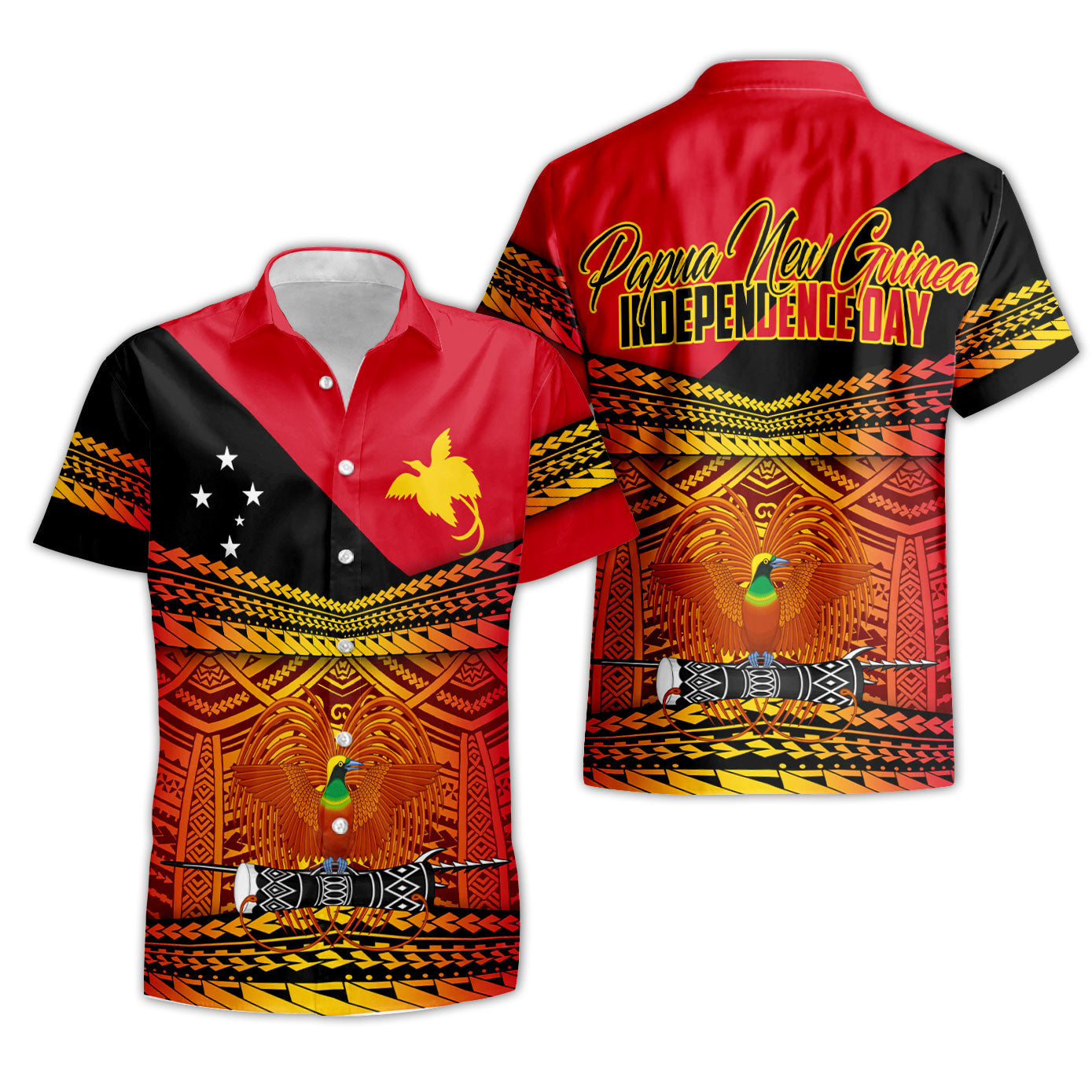 Papua New Guinea Independence Day Short Sleeve Shirt PNG Emblem Style