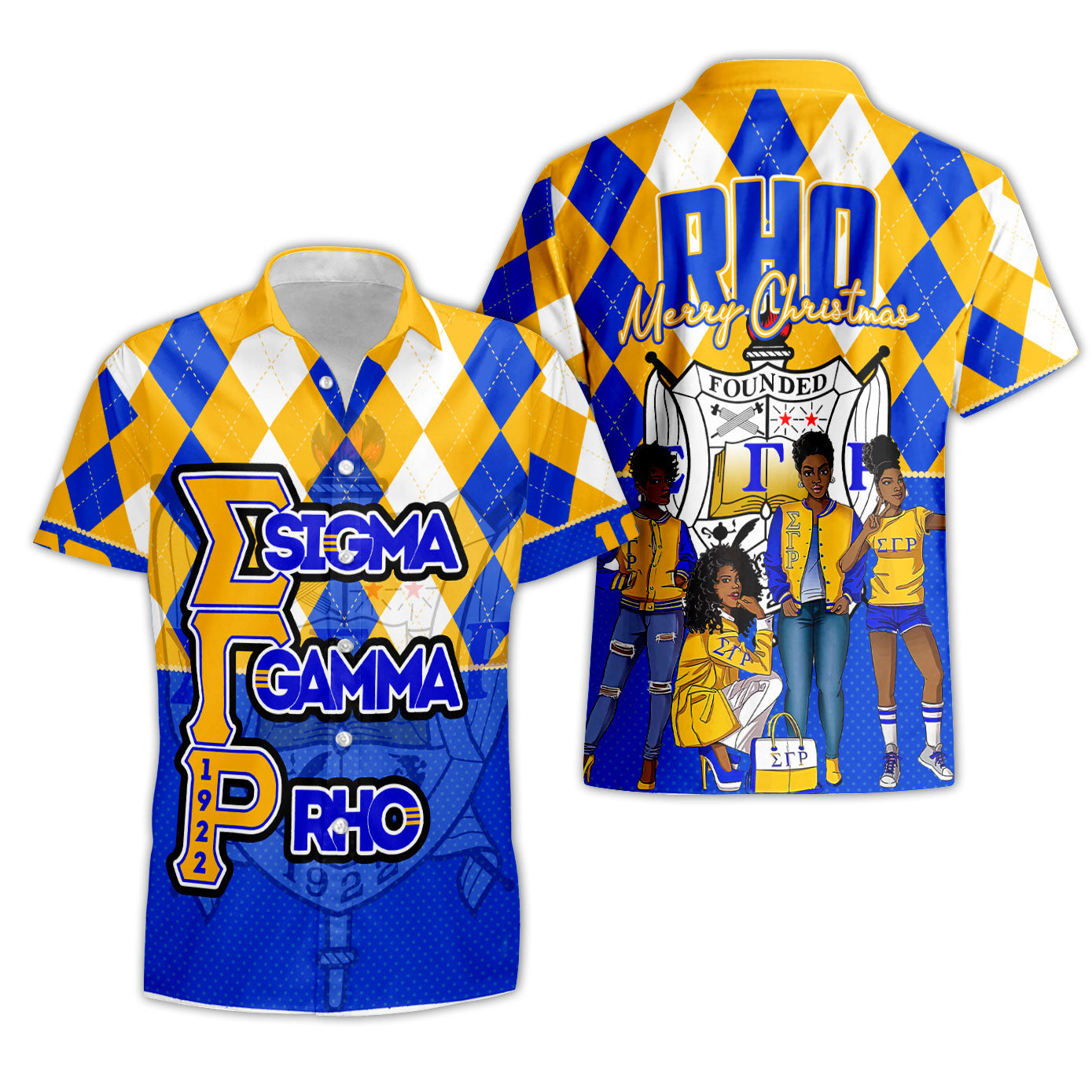 Sorority Shirt - Christmas Sigma Gamma Rho Girl Short Sleeve Shirt Rhombus Pattern Style