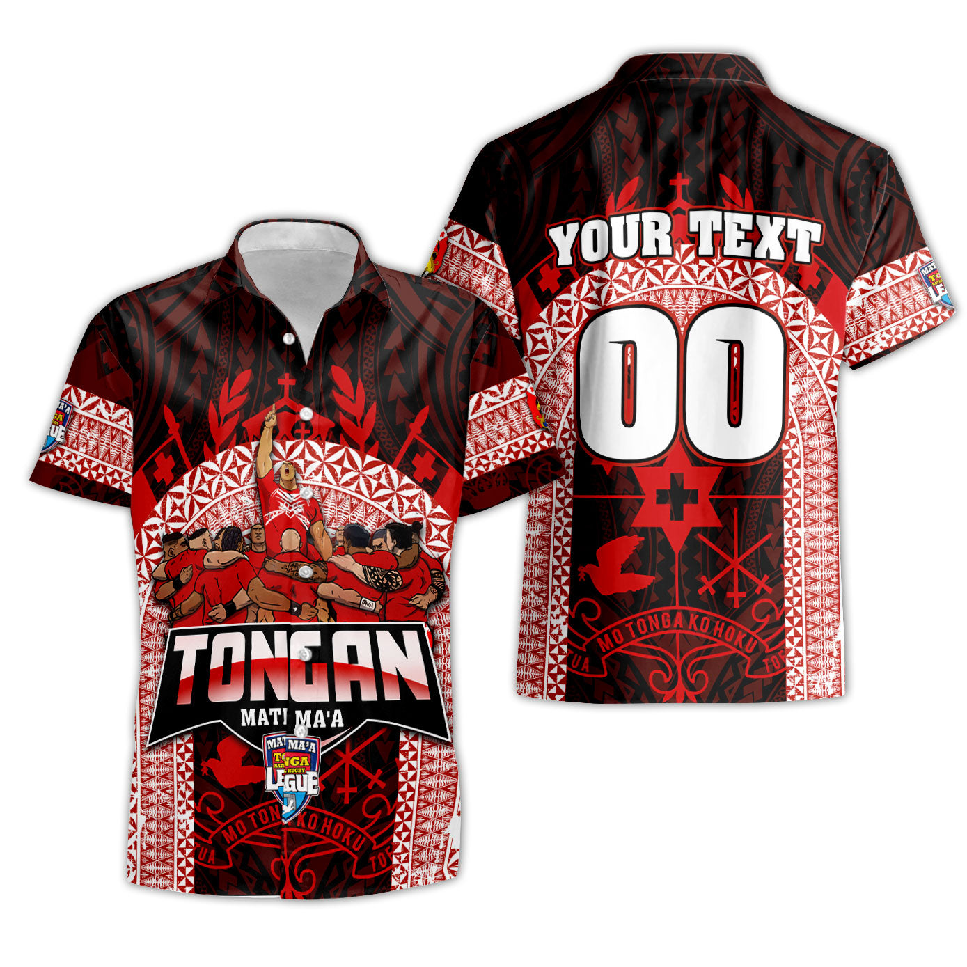 Custom Tonga Mate Ma'a Rugby League Short Sleeve Shirt