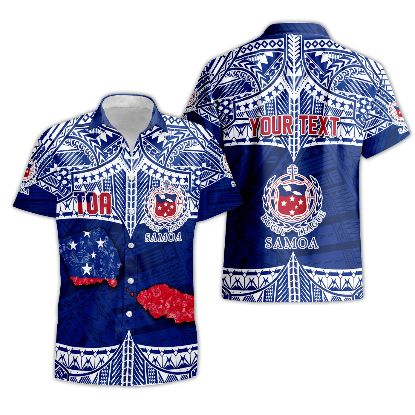 Custom Samoa TOA Rugby Short Sleeve Shirt Map Style