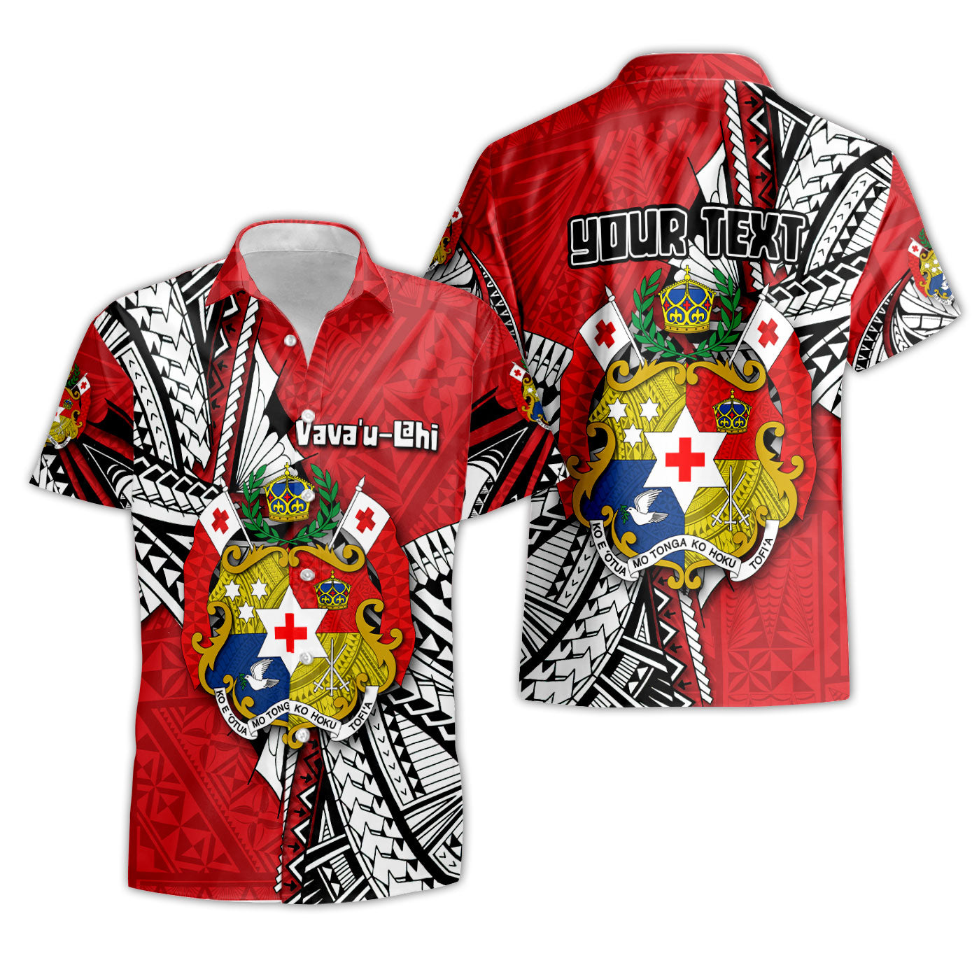 Custom Tonga Vava'u Lahi Coat Of Arms Short Sleeve Shirt