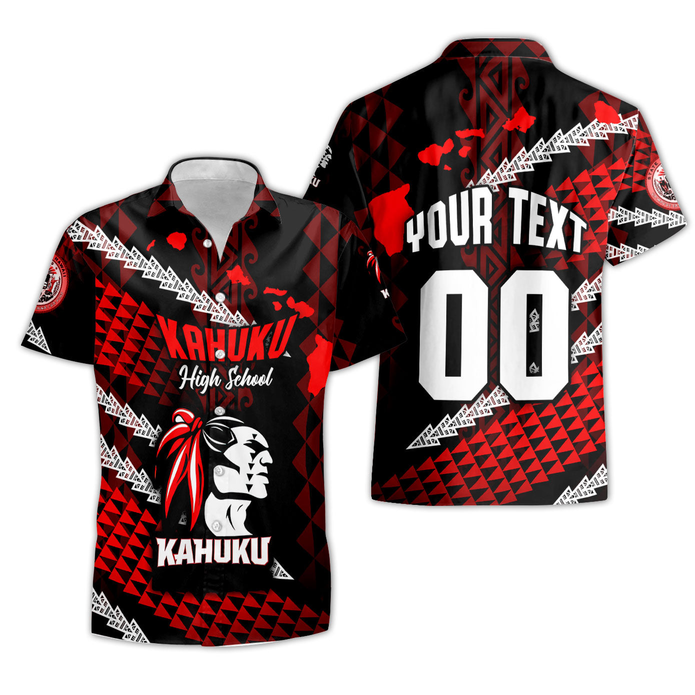 Hawaii Kahuku High & Intermediate School Custom Short Sleeve Shirt Map Style