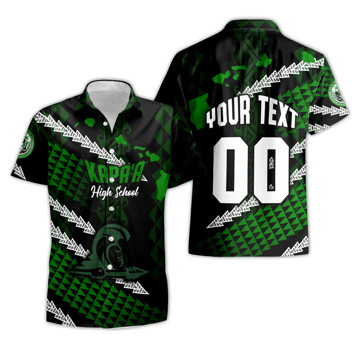 Hawaii Kapaa High School Custom Short Sleeve Shirt Map Style