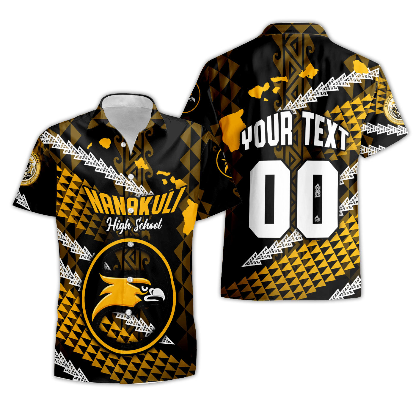 Hawaii Nanakuli High School Custom Short Sleeve Shirt Map Style