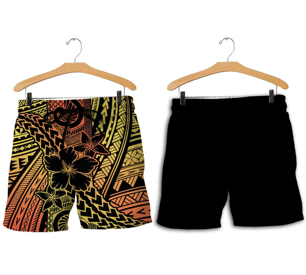 Hawaiian Reggae Men Short Polynesian Hibiscus Style