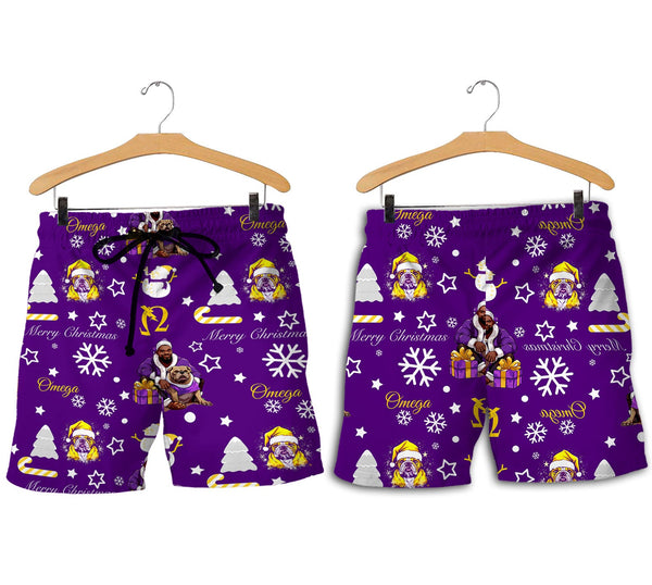 Fraternity Pant - OPP Christmas Men Short Bulldog Purple Pattern Style