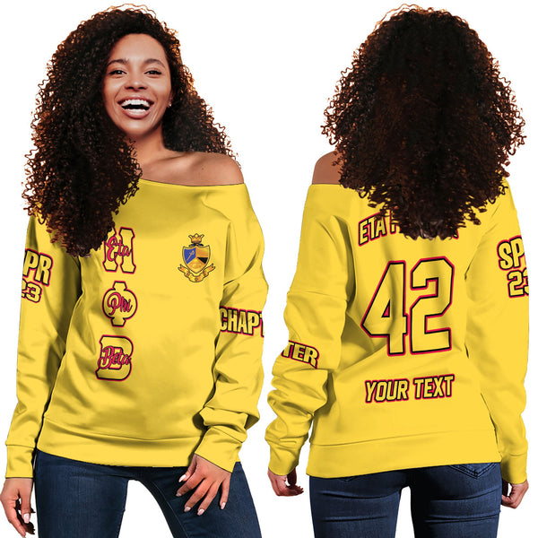 Sorority Sweatshirt - Personalized Eta Phi Beta Women Off Shoulder Sweatshirt Original Yellow Style