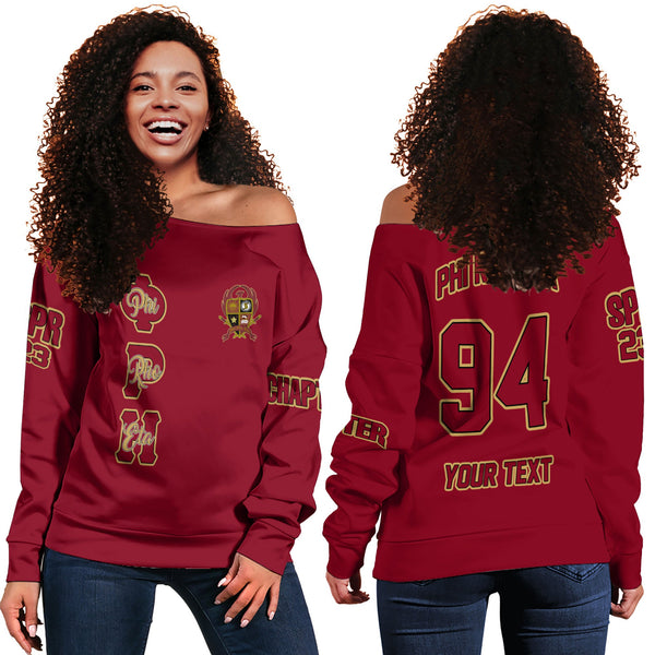 Fraternity Sweatshirt - Personalized Phi Rho Eta Women Off Shoulder Sweatshirt Original Maroon Style