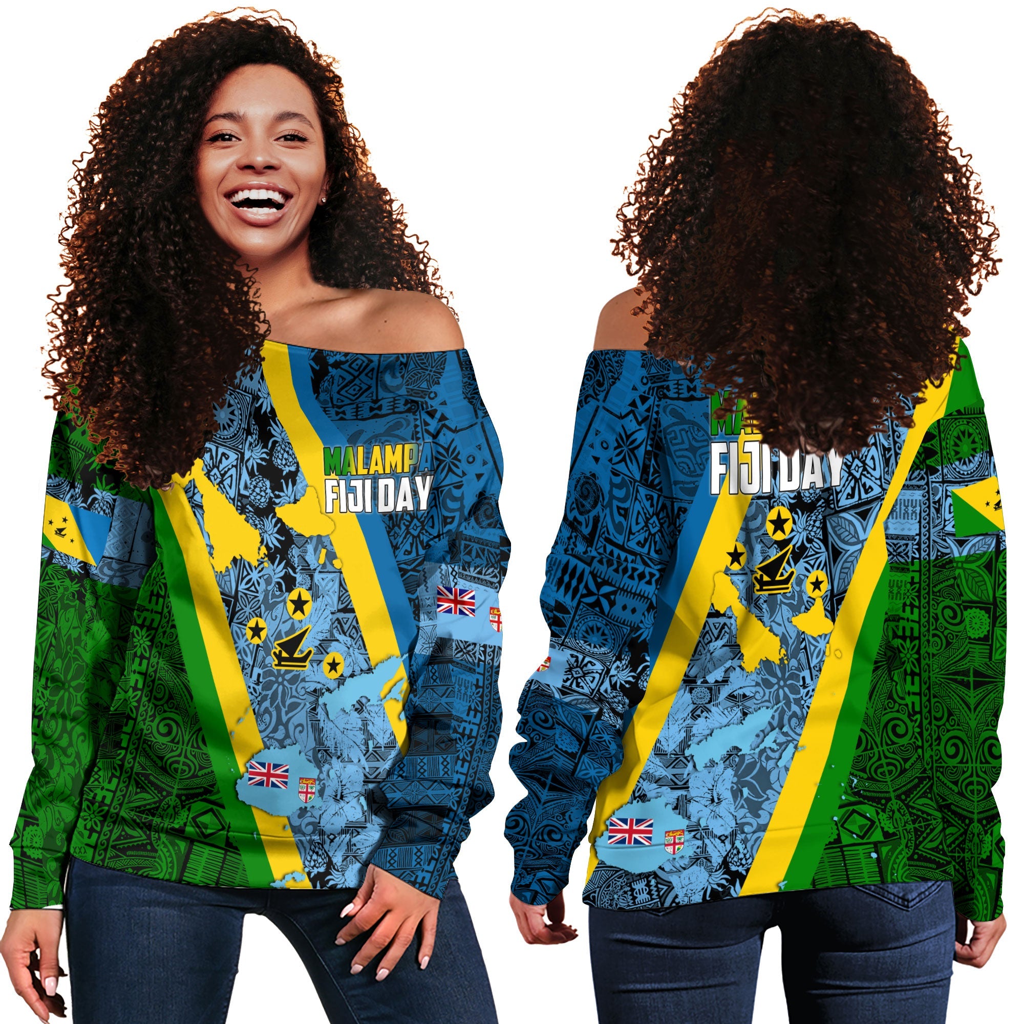 Malampa Fiji Day Women Off Shoulder Sweatshirt