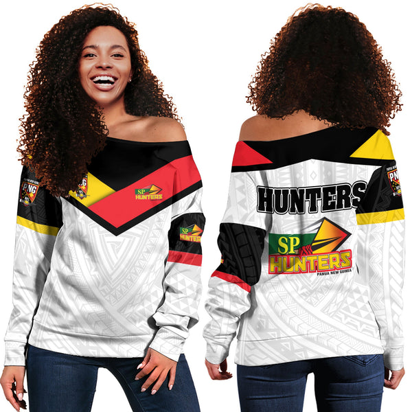 Papua New Guinea Rugby Hunters Women Off Shoulder Sweatshirt