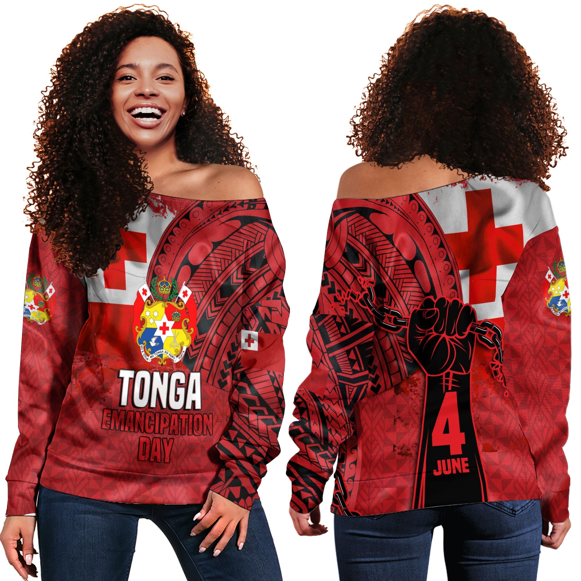 Tonga Independence Emancipation Day Women Off Shoulder Sweatshirt