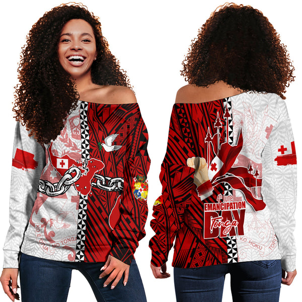 Tonga National Emancipation Day Women Off Shoulder Sweatshirt