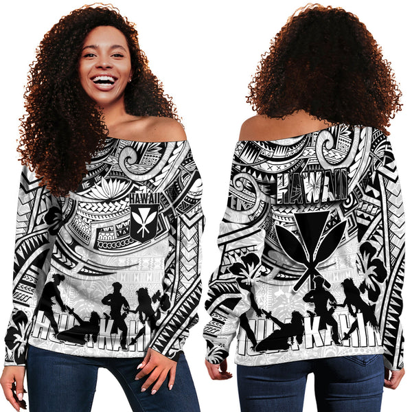 Hawaiian Hula Kahiko Women Off Shoulder Sweatshirt