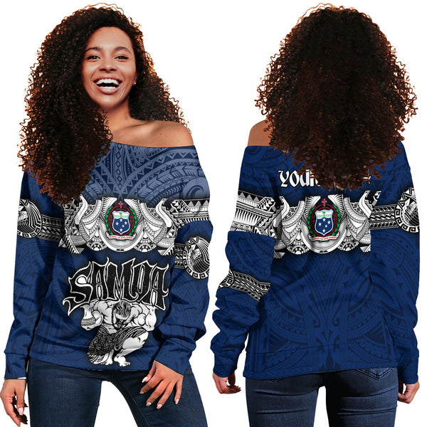 Custom Samoa Warrior Women Off Shoulder Sweatshirt