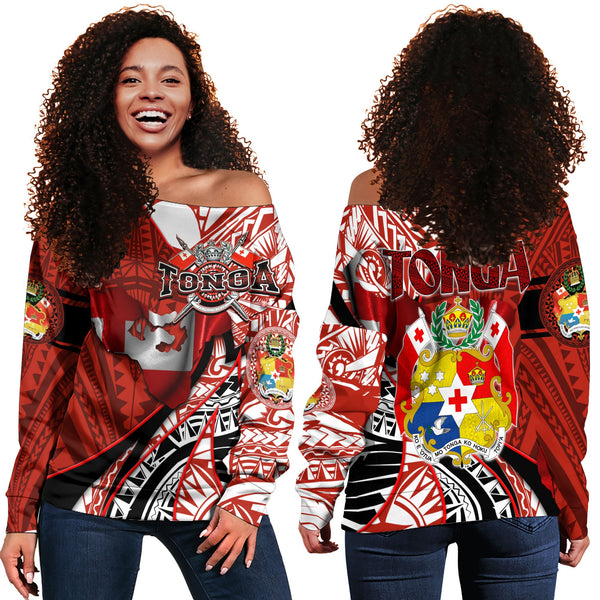 Tonga In My Heart Royal Coat Of Arms Women Off Shoulder Sweatshirt