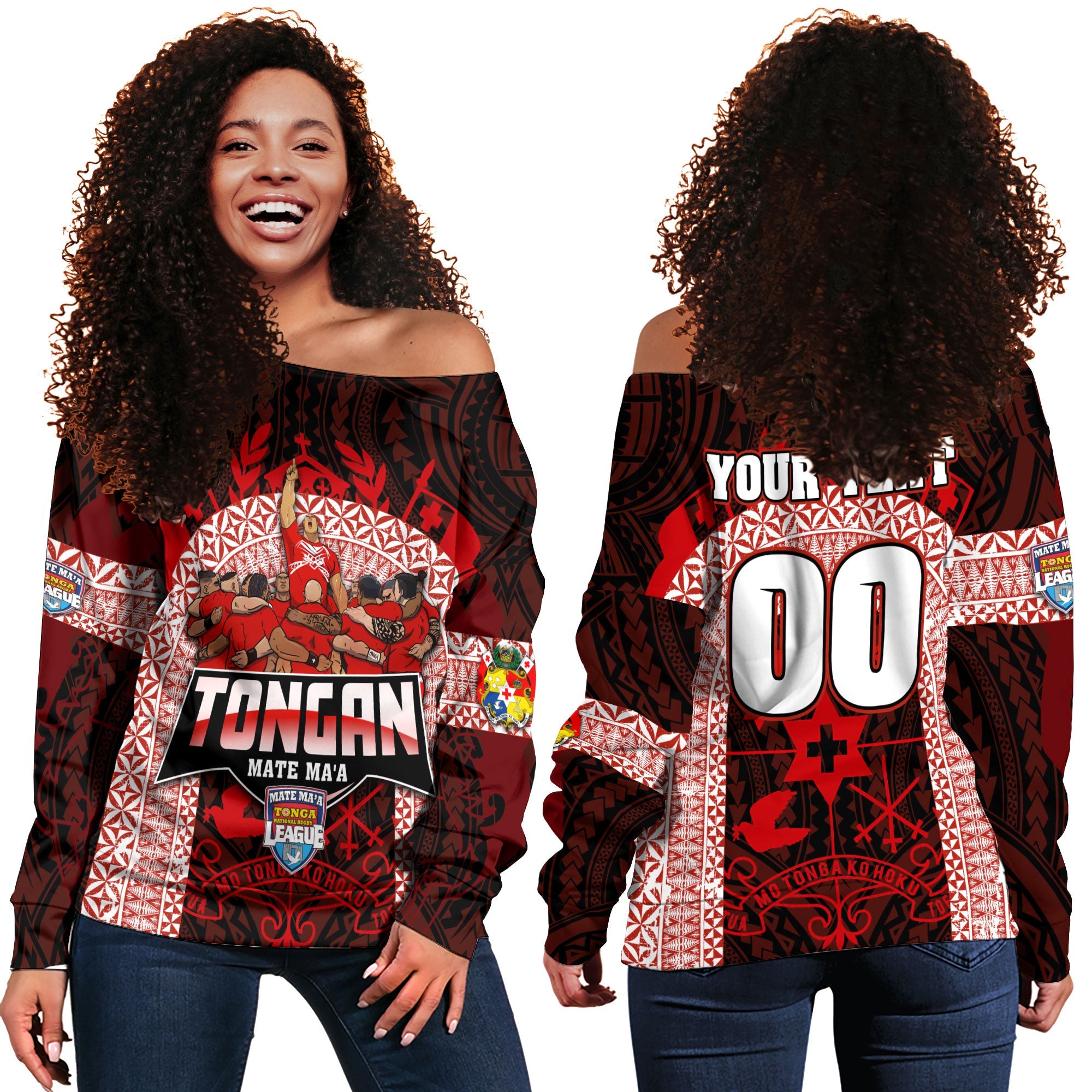 Custom Tonga Mate Ma'a Rugby League Women Off Shoulder Sweatshirt