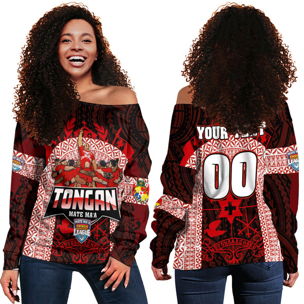 Custom Tonga Mate Ma'a Rugby League Women Off Shoulder Sweatshirt