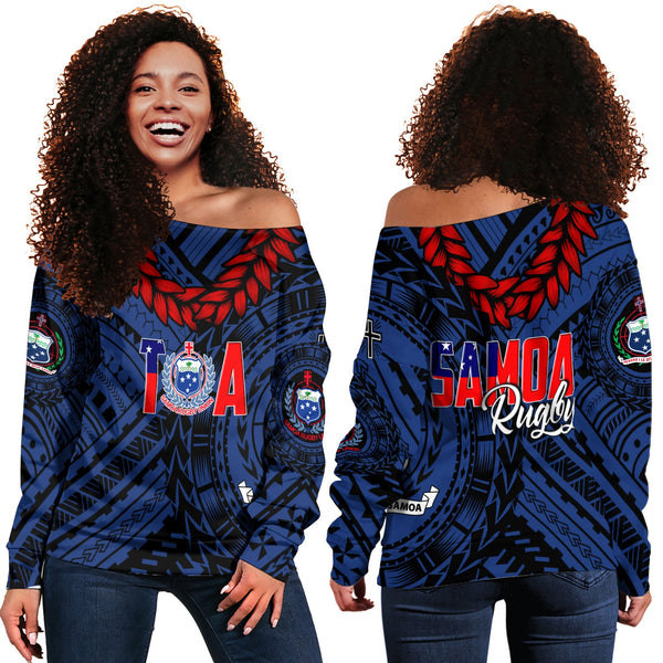 Samoa TOA Rugby Women Off Shoulder Sweatshirt Ulafala Style