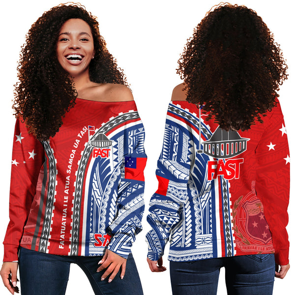 FAST Samoa United in Faith Women Off Shoulder Sweatshirt