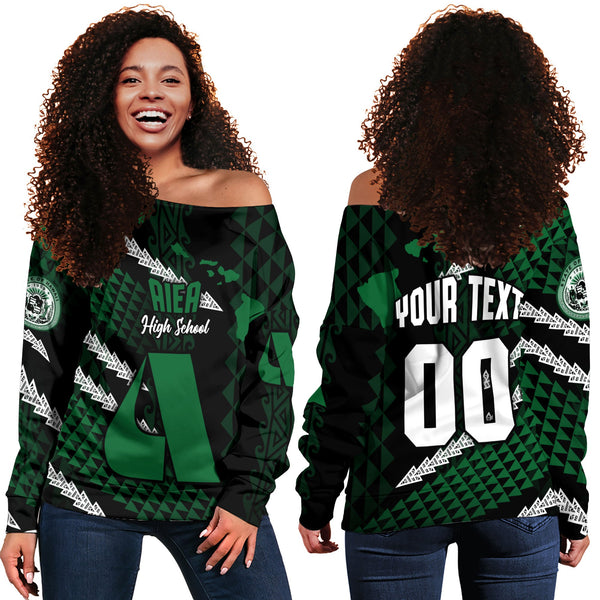 Hawaii Aiea High School Custom Women Off Shoulder Sweatshirt Map Style