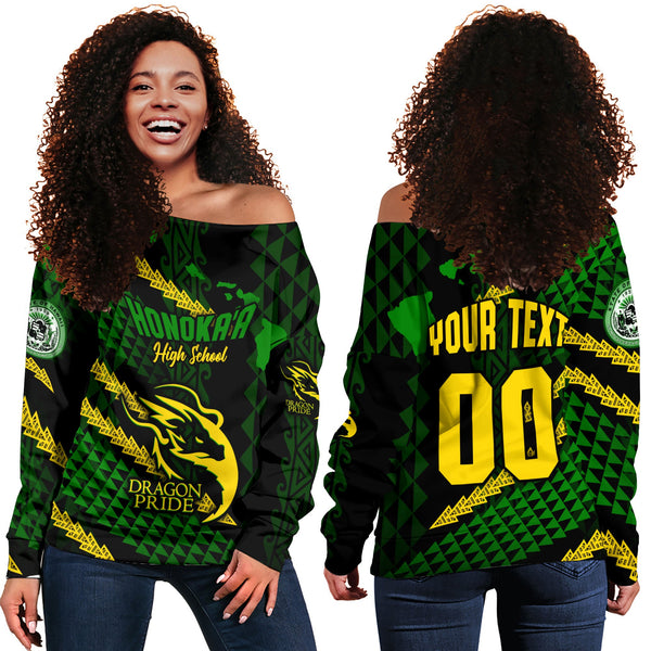 Hawaii Honoka High & Intermediate School Custom Women Off Shoulder Sweatshirt Map Style