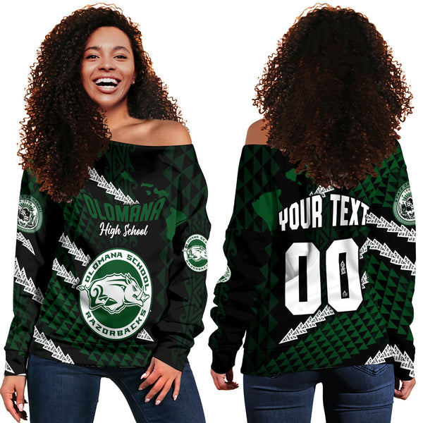 Hawaii Olomana High & Intermediate School Custom Women Off Shoulder Sweatshirt Map Style