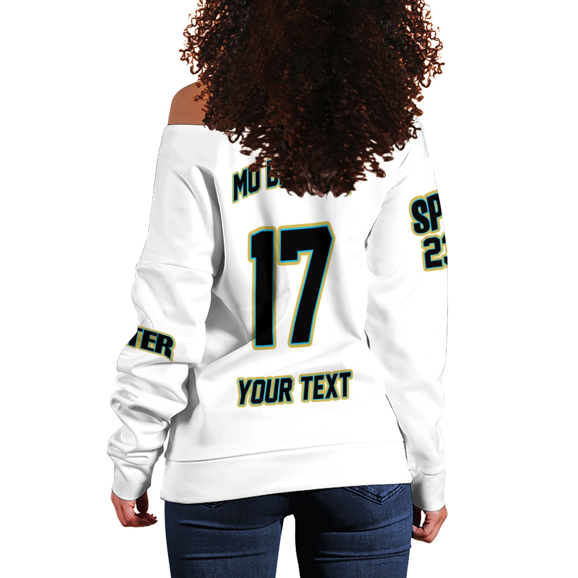 Fraternity Sweatshirt - Personalized Mu Beta Phi Women Off Shoulder Sweatshirt Original White Style