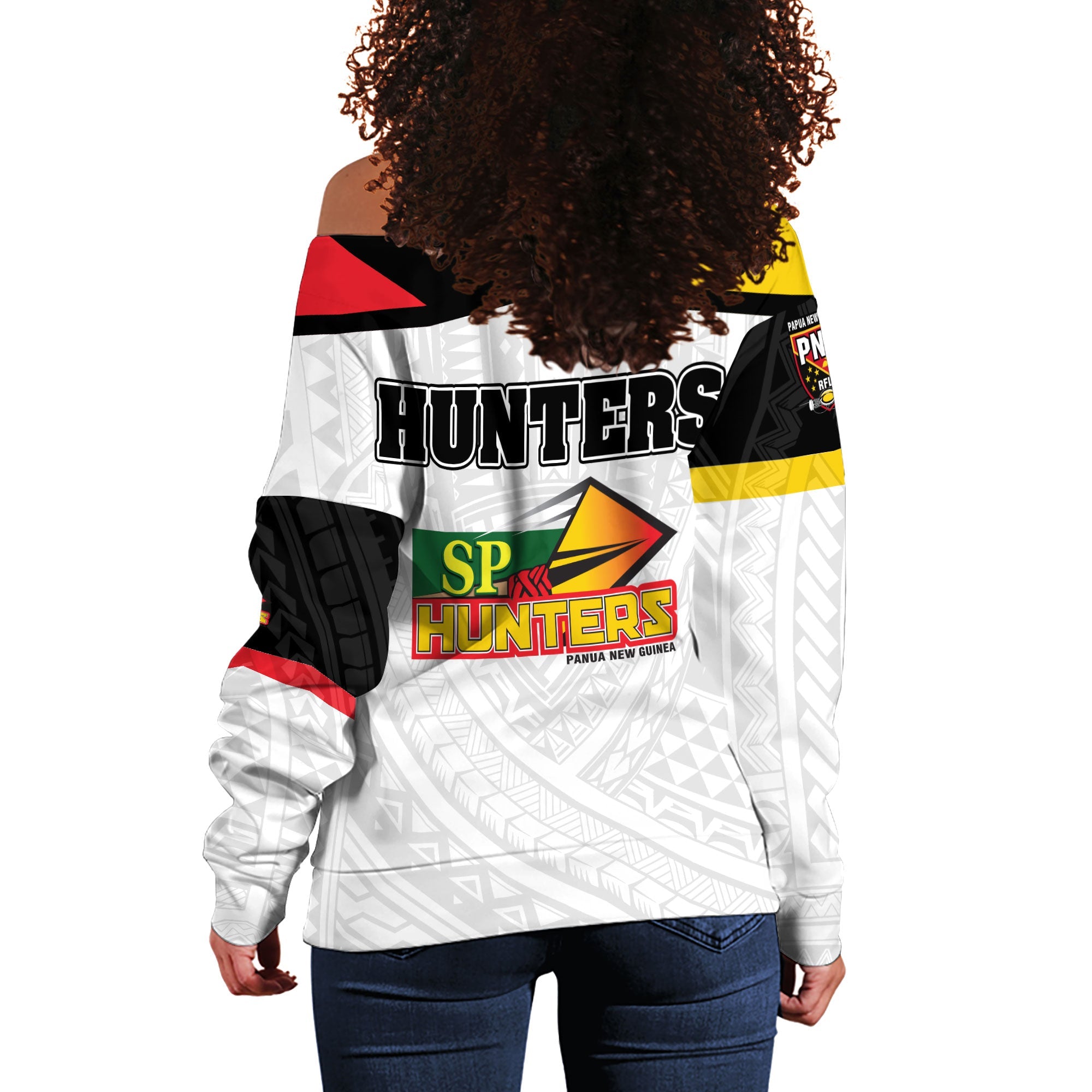 Papua New Guinea Rugby Hunters Women Off Shoulder Sweatshirt