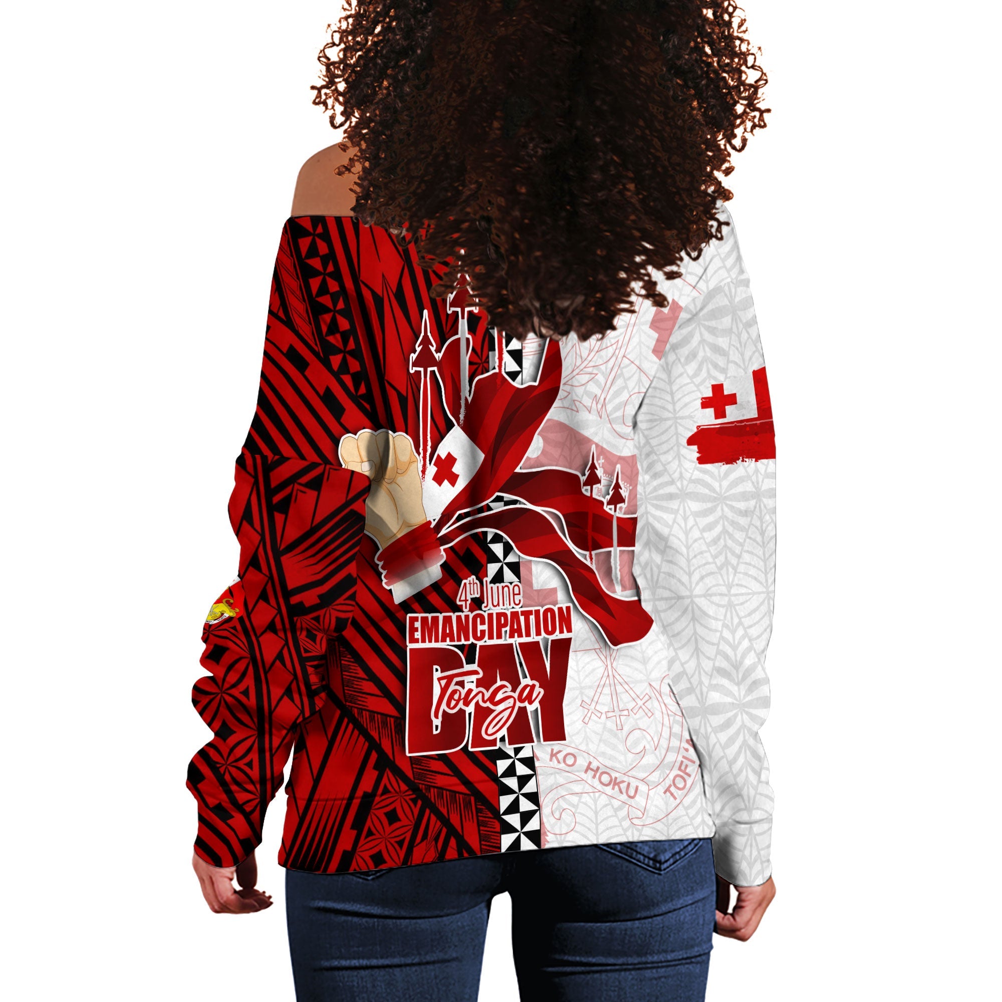 Tonga National Emancipation Day Women Off Shoulder Sweatshirt