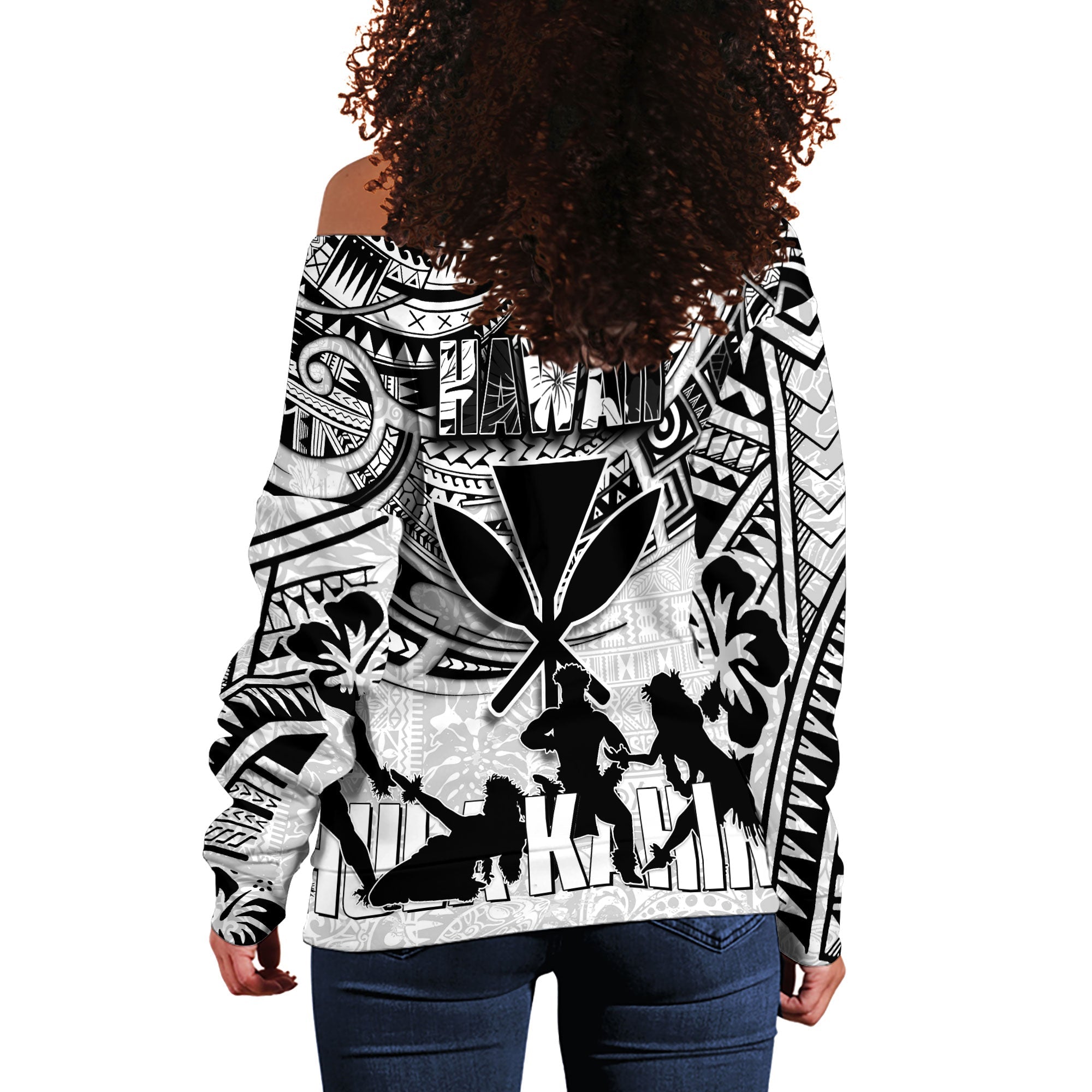 Hawaiian Hula Kahiko Women Off Shoulder Sweatshirt