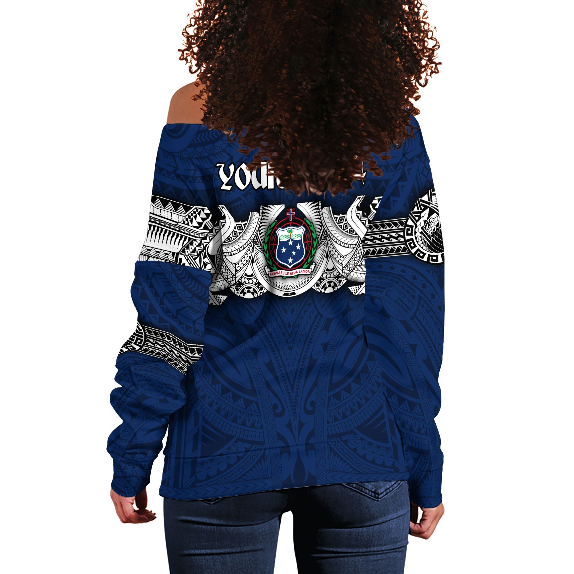 Custom Samoa Warrior Women Off Shoulder Sweatshirt