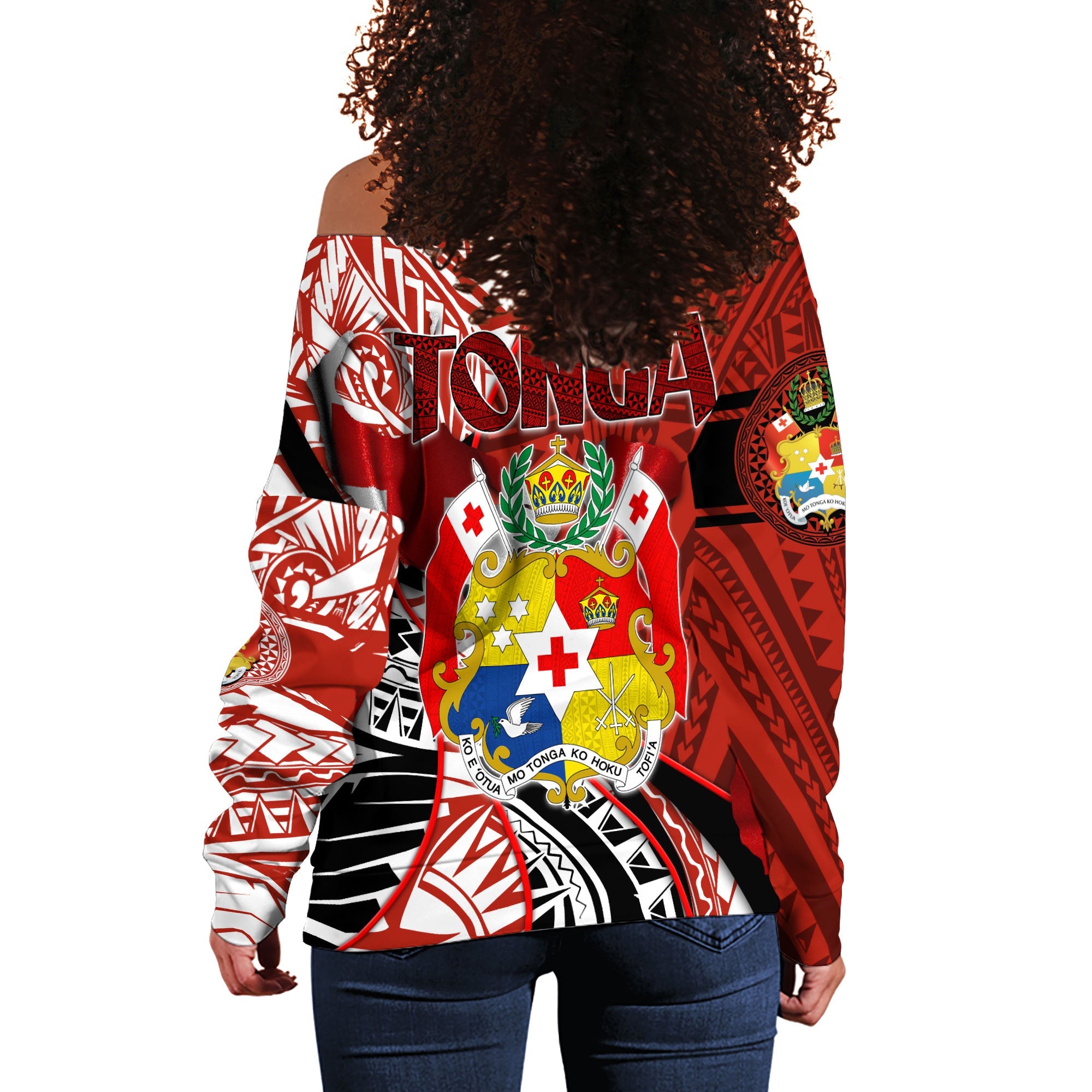 Tonga In My Heart Royal Coat Of Arms Women Off Shoulder Sweatshirt