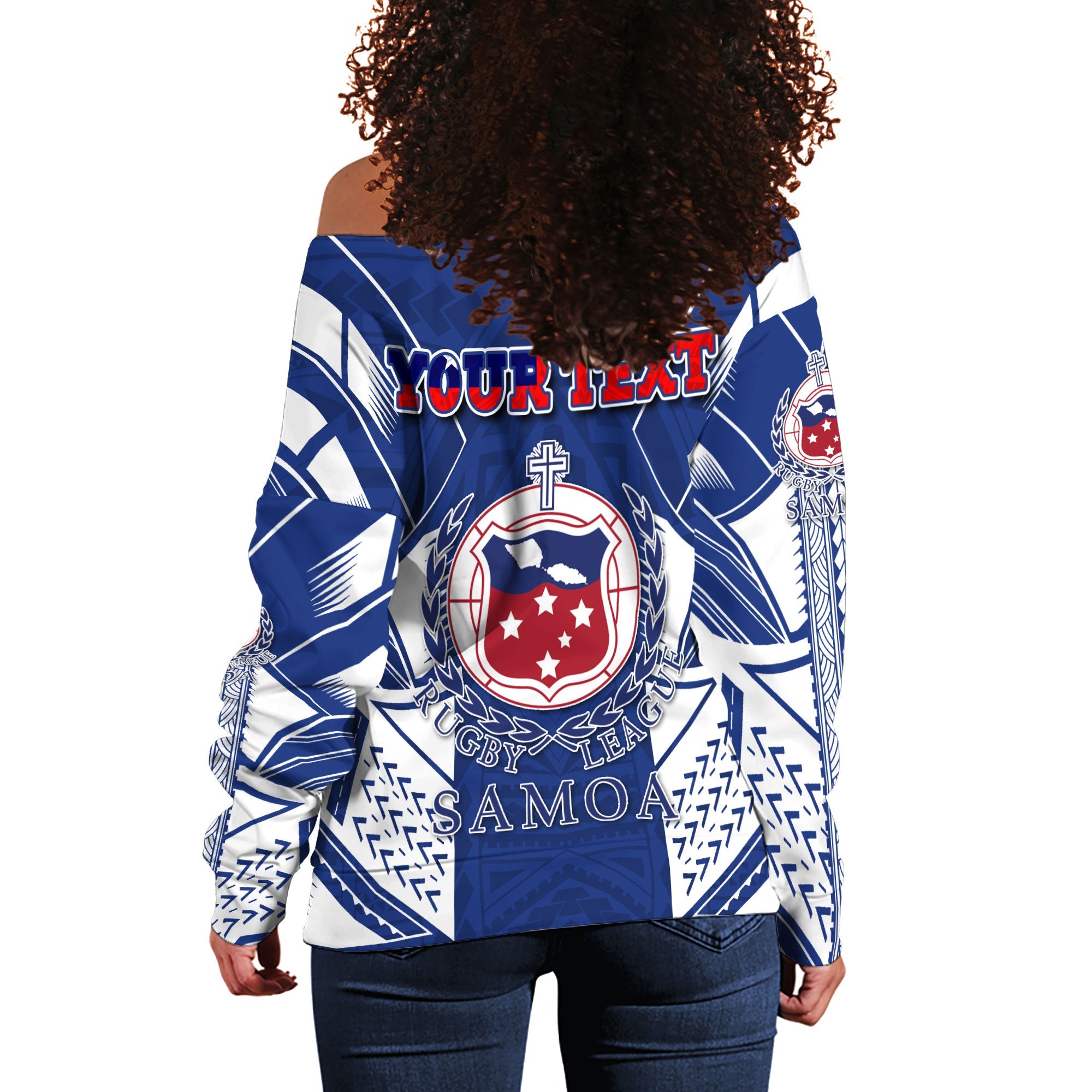 Custom TOA Samoa Rugby Women Off Shoulder Sweatshirt