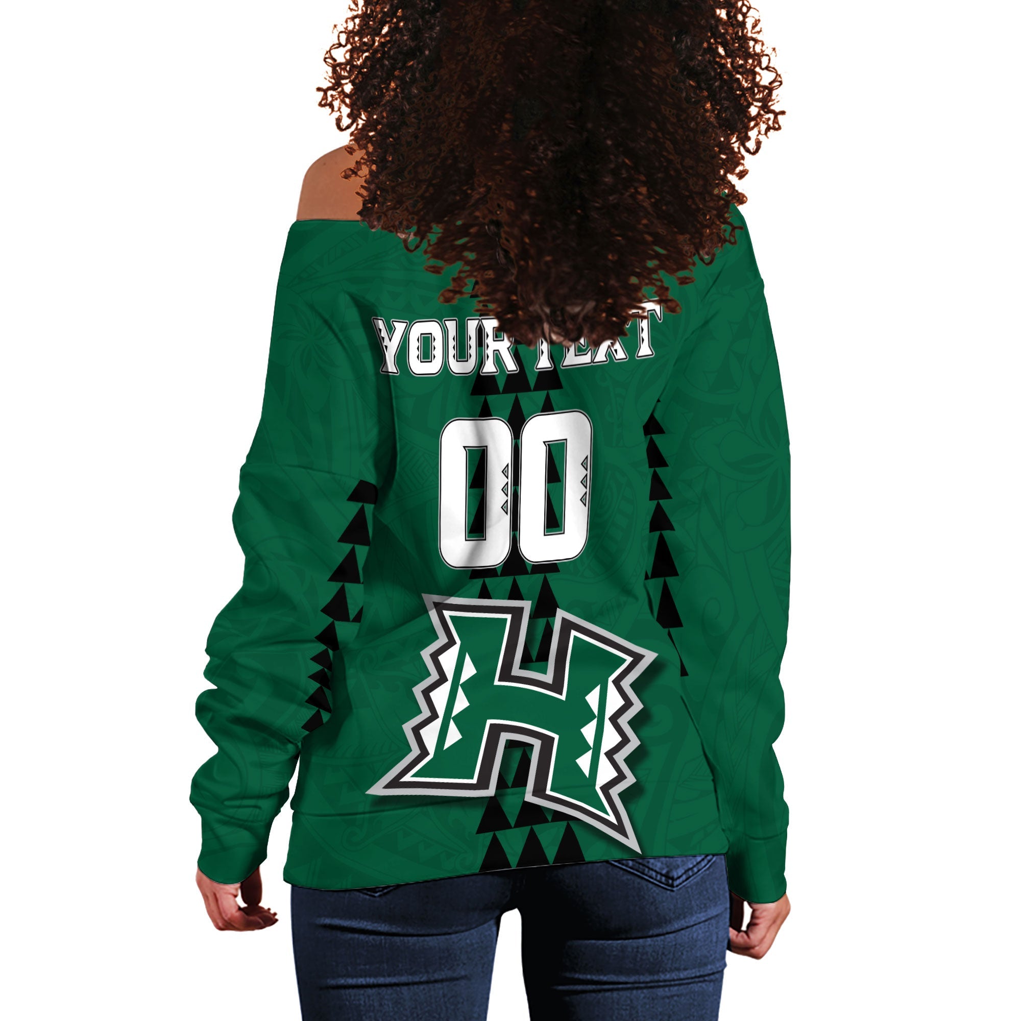 Custom Hawaii Rainbow Warriors Rugby Women Off Shoulder Sweatshirt