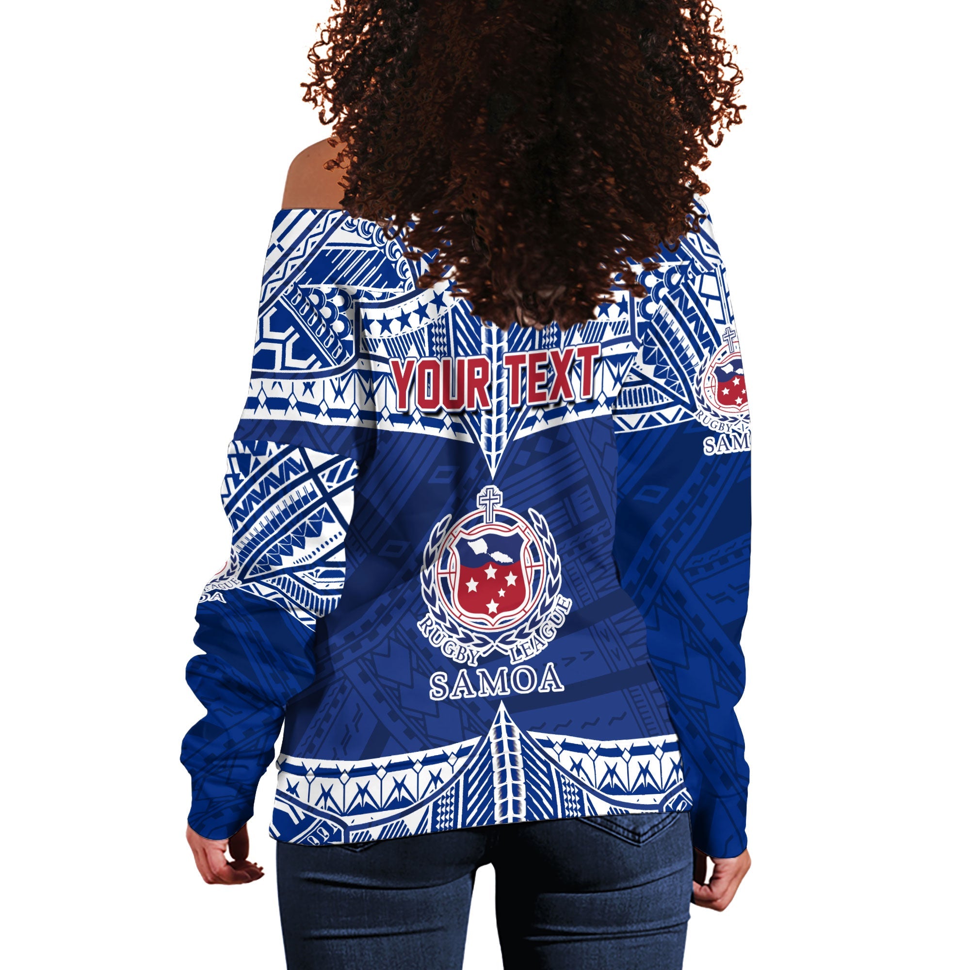 Custom Samoa TOA Rugby Women Off Shoulder Sweatshirt Map Style