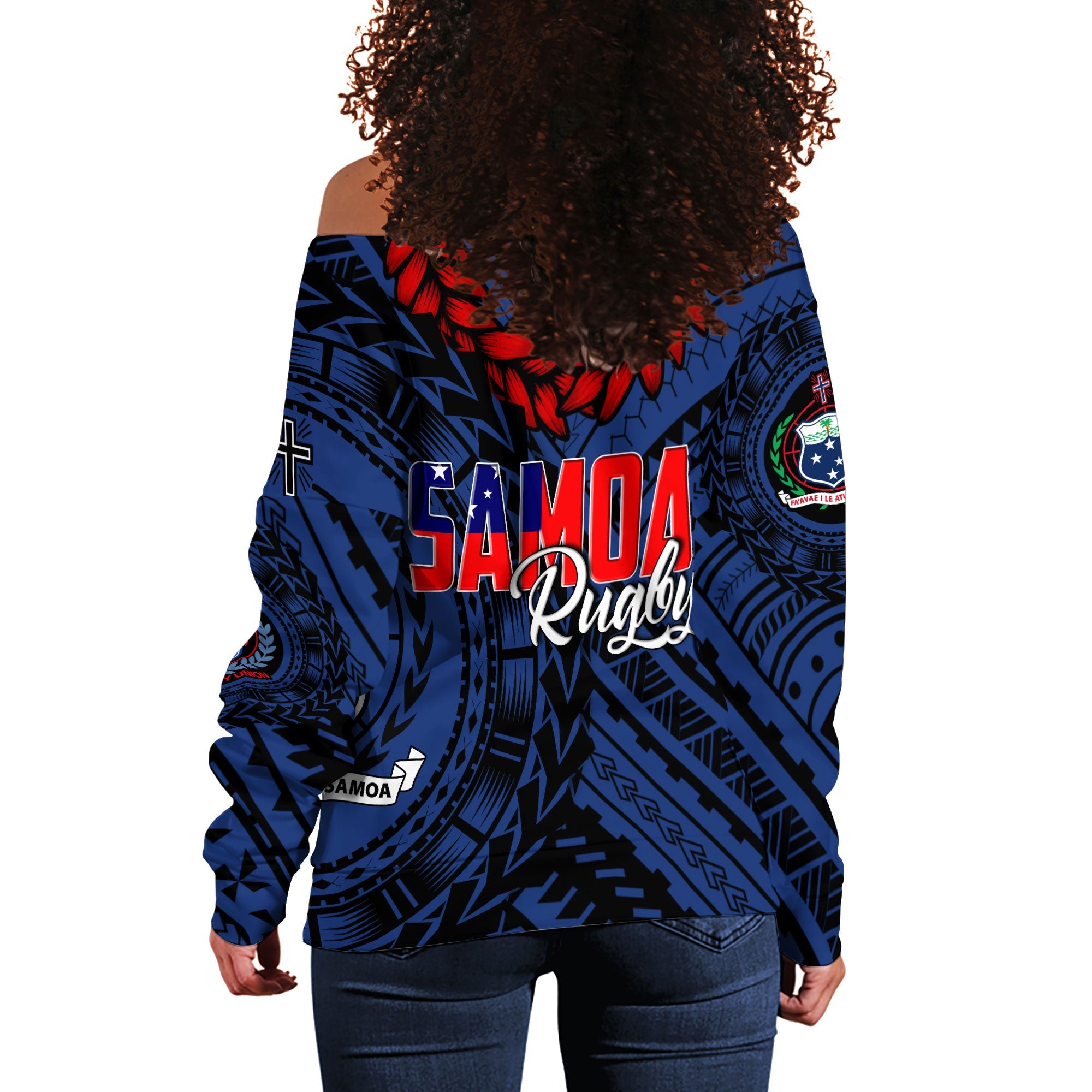 Samoa TOA Rugby Women Off Shoulder Sweatshirt Ulafala Style