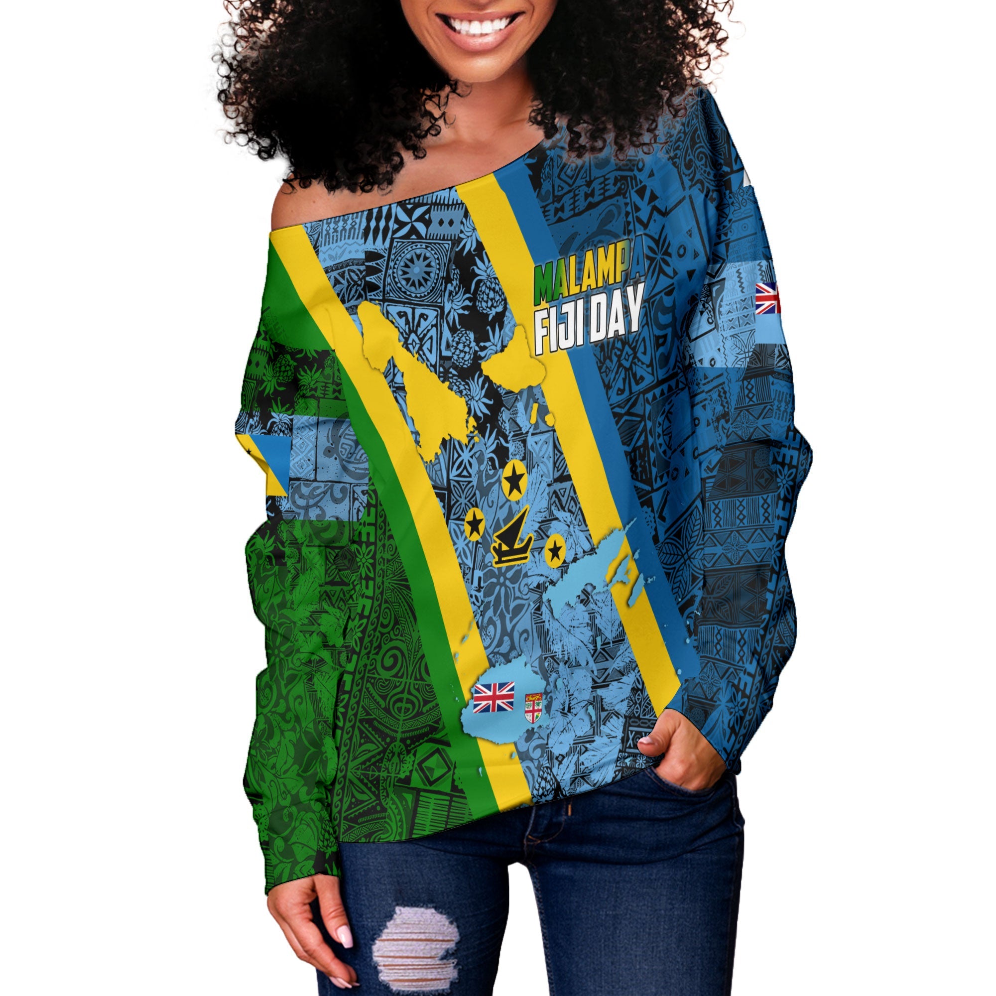 Malampa Fiji Day Women Off Shoulder Sweatshirt