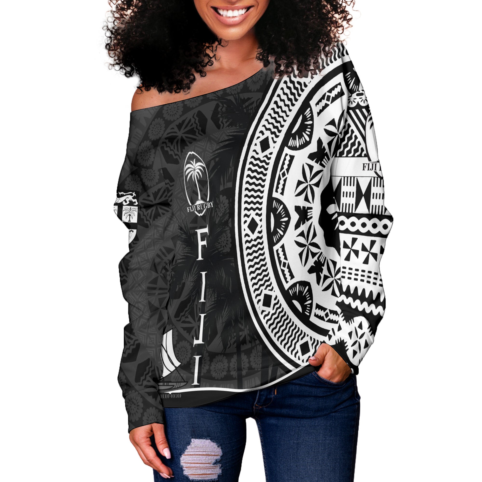 Custom Fiji Rugby Women Off Shoulder Sweatshirt